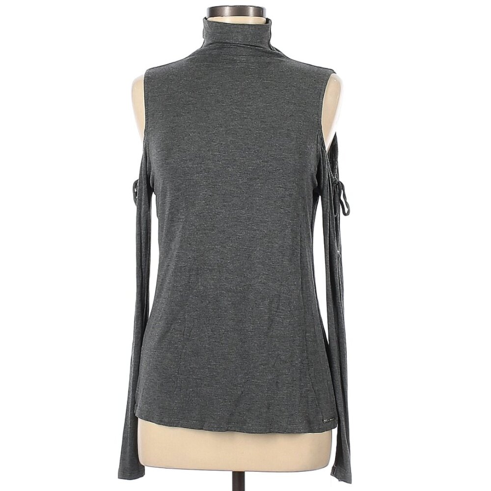 MICHAEL Micael Kors Grey Cold Shoulder Turtleneck Medium